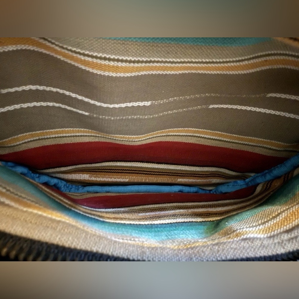 Hand Tooled Cowhide Leather Crossbody Bag Hair-On Brown White Fringe Western - Picture 12 of 12